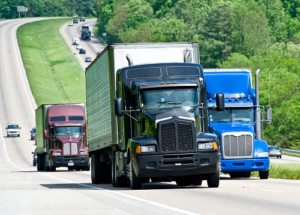 Trucks driving on highway