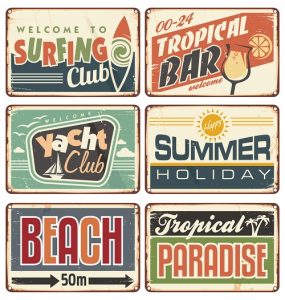Surfing Club, Summer Holiday Signs
